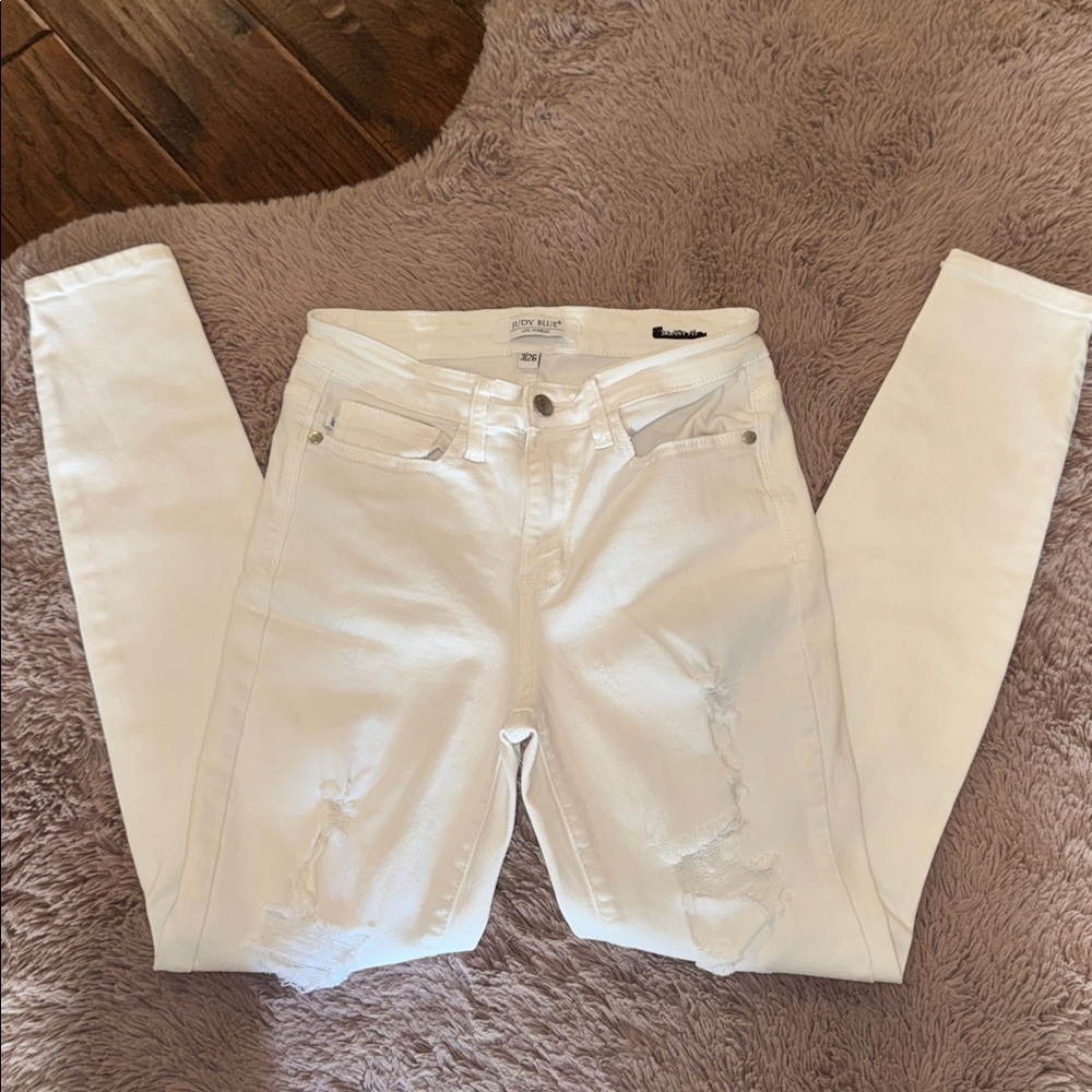 Judy Blue Women's White Distressed Denim Skinny Jeans Skinny Fit size 3 / 26 - Picture 16 of 16